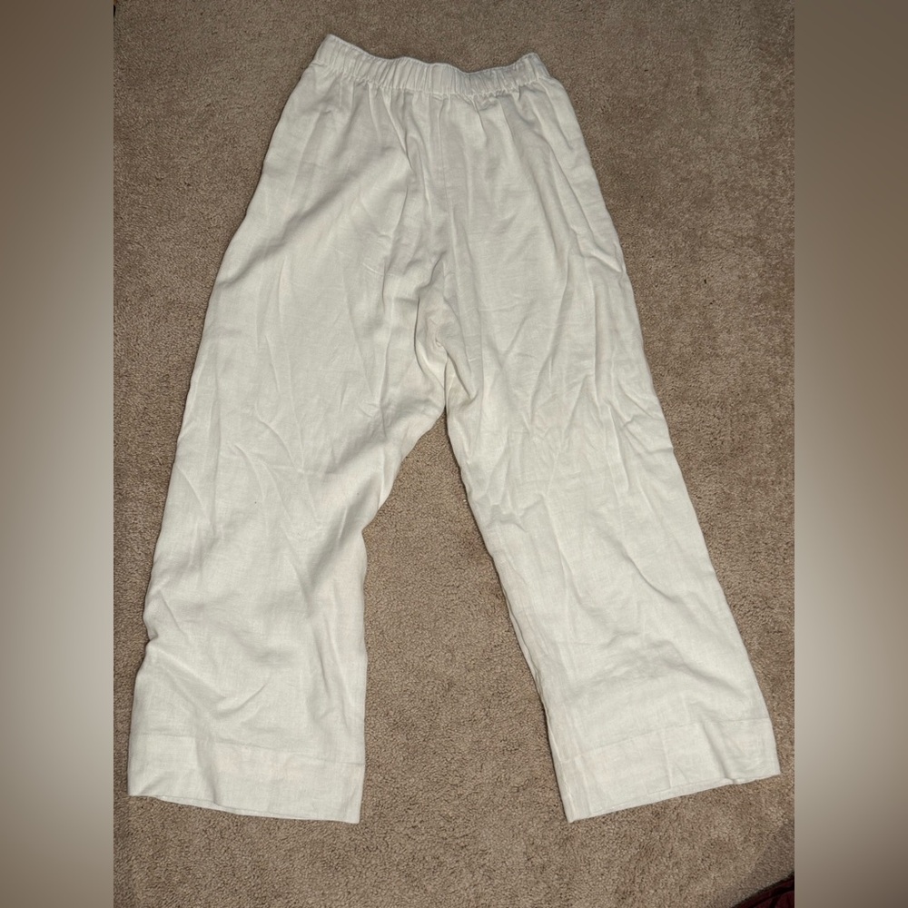 Abercrombie & Fitch White Elastic Waist Pants